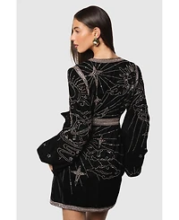 Coast Women's Party Sequin Velvet Wrap Mini Dress