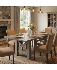 gaomon Wood Farmhouse Dining Table for 6-8, Heavy Duty Large Kitchen Table, Rectangular Dining Room Tables with Strong Legs, Thickness Tabletop