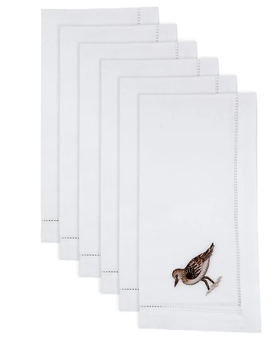 Saro Lifestyle Embroidered Songbird Cotton Napkins, Set of 6