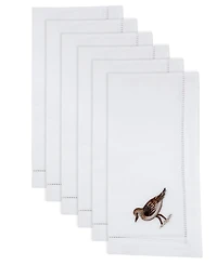 Saro Lifestyle Embroidered Songbird Cotton Napkins, Set of 6