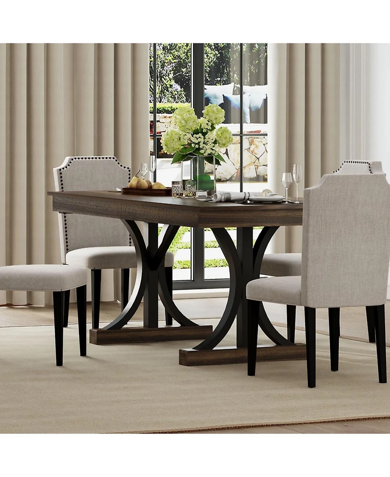 gaomon 71" Rectangular Dining Table with Two Drawers and Sturdy Frame, Large Dining Table for 6-8 People