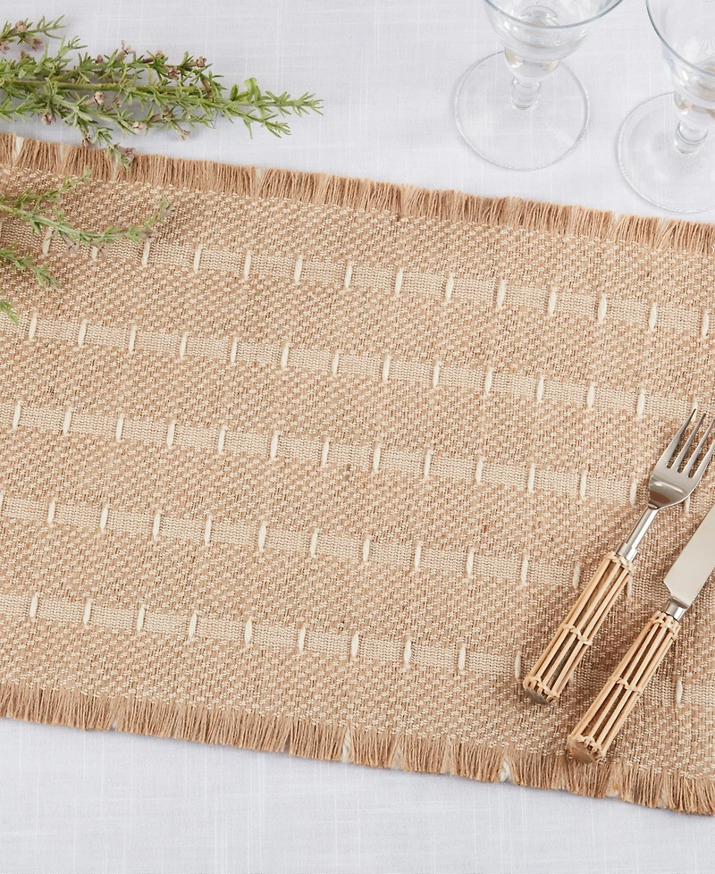 Saro Lifestyle Stripe Textured Jute and Wool Placemats, Set of 4