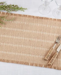Saro Lifestyle Stripe Textured Jute and Wool Placemats, Set of 4