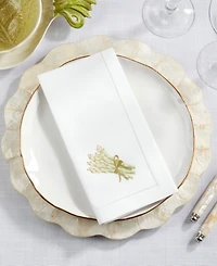 Saro Lifestyle Asparagus Embroidered Cotton Decorative Napkins, Set of 6