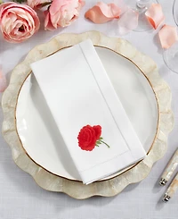 Saro Lifestyle Floral Embroidered Cotton Decorative Napkins, Set of 6