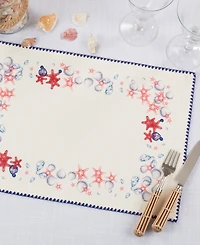 Saro Lifestyle Coastal Starfish and Shell Cotton Placemats, Set of 4