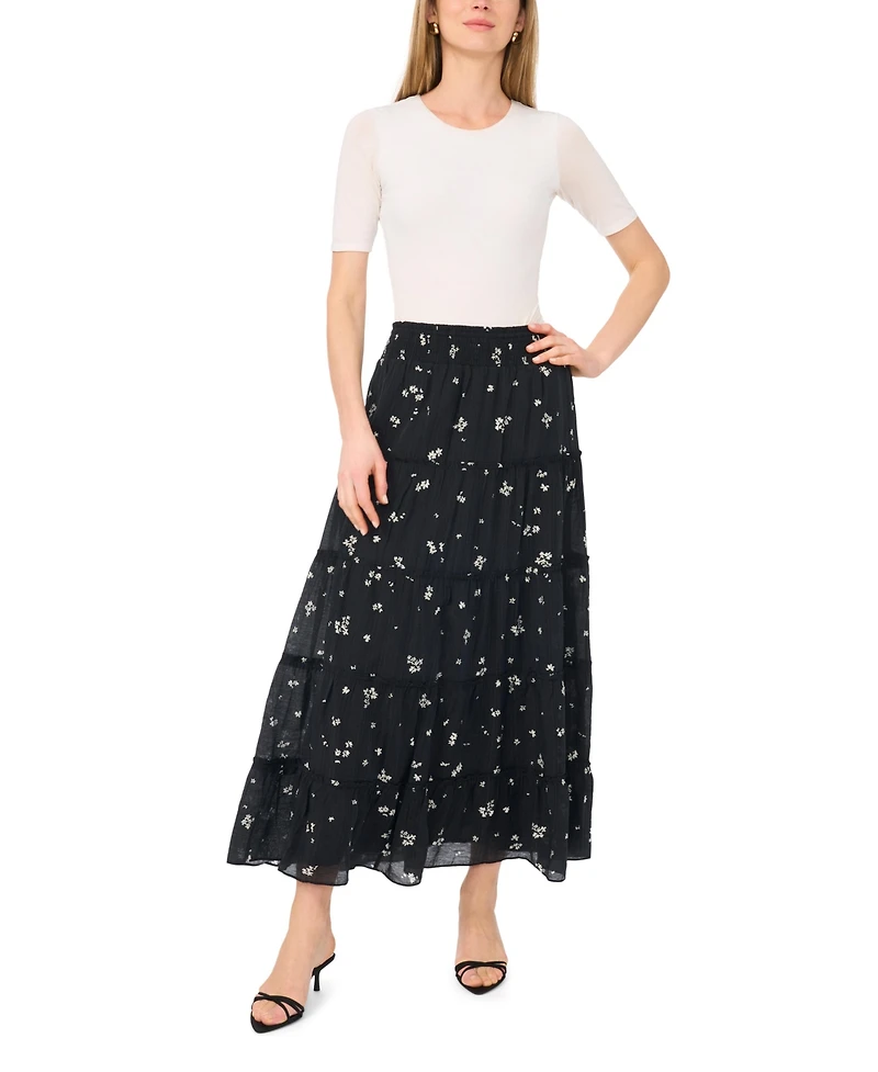 Vince Camuto Women's Smocked Waist Tiered Maxi Skirt