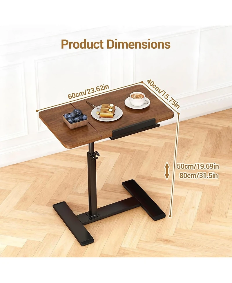 gaomon Overbed Bedside Table with Wheels, Tiltable Hospital Bed Table Over The Bed, Laptop Desk, Mobile Standing Desk for Home