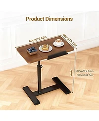 gaomon Overbed Bedside Table with Wheels, Tiltable Hospital Bed Table Over The Bed, Laptop Desk, Mobile Standing Desk for Home