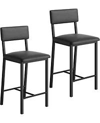 gaomon Bar Stools Set of 2,Pu Leather Counter Height with Backrest and Footrest,Tall Stool Thick Cushion,for Dining Room