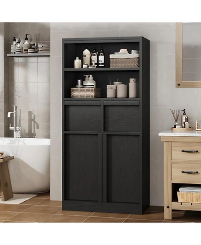 gaomon Tall Bathroom Cabinet, Floor Storage Cabinet with Doors & 2 Drawers, Organizer Freestanding for Bathroom, Living Room