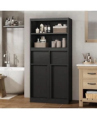 gaomon Tall Bathroom Cabinet, Floor Storage Cabinet with Doors & 2 Drawers, Organizer Freestanding for Bathroom, Living Room