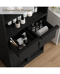 gaomon Tall Bathroom Cabinet, Floor Storage Cabinet with Doors & 2 Drawers, Organizer Freestanding for Bathroom, Living Room