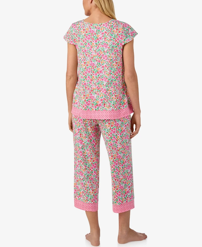 Ellen Tracy Women's Scoop Neck Top and Cropped Pajama Pants, 2-Piece Set