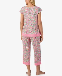 Ellen Tracy Women's Scoop Neck Top and Cropped Pajama Pants, 2-Piece Set