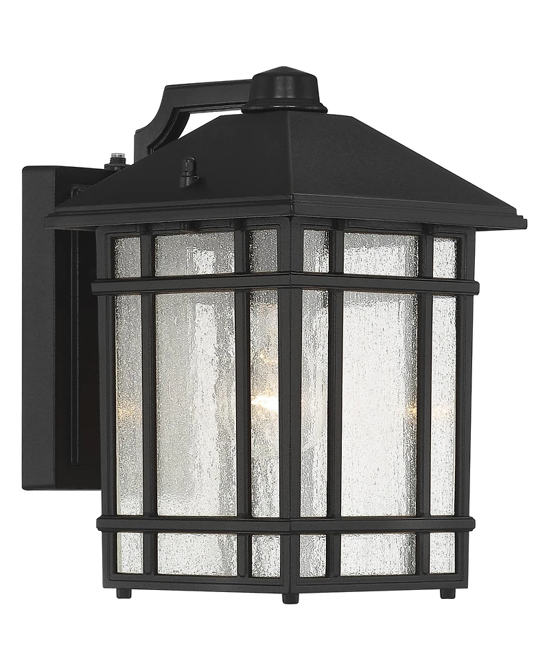 Kathy Ireland Mission Outdoor Wall Light Fixture Dusk to Dawn Frosted Seedy Glass Panels for Exterior House Porch