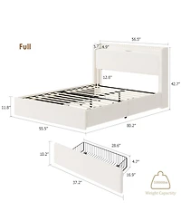 Homfan Boucle Bed Frame with Storage Headboard