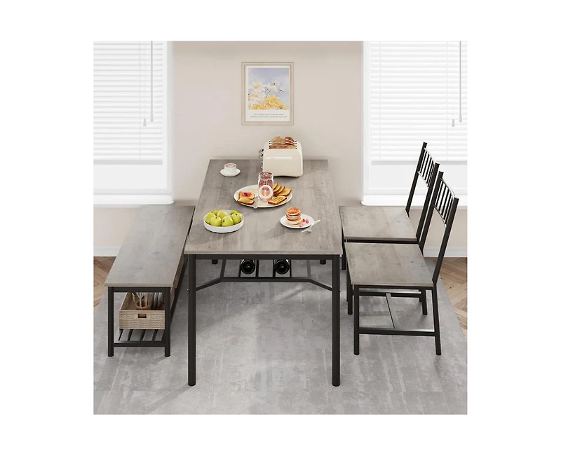 gaomon 4-Piece Classic Space-Saving Dining Set with Bench