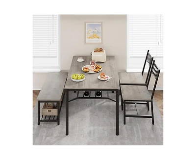 gaomon 4-Piece Classic Space-Saving Dining Set with Bench