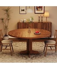 4-Person Round Wooden Pedestal Dining Table (Table Only)