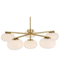 Possini Euro Design Damian Wide Antique Brass and Opal 6-Light Chandelier