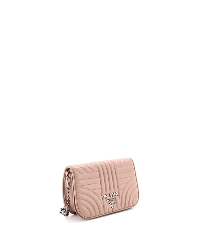 Pre-Owned Prada Small Chain Flap Crossbody Bag Diagramme Quilted Leather