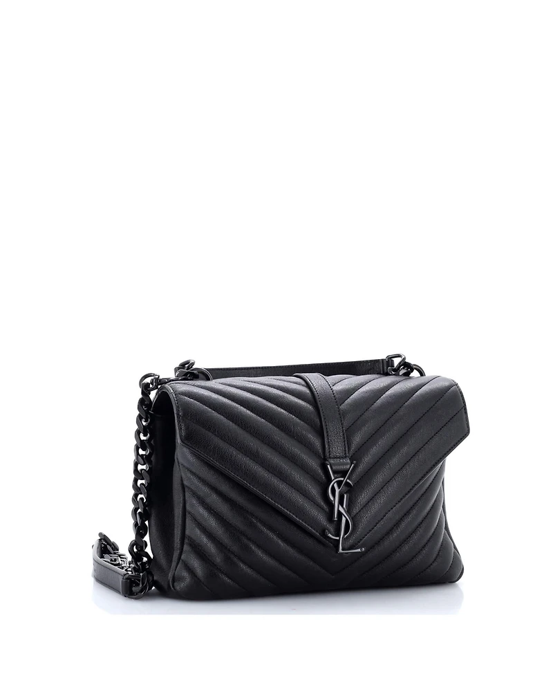 Pre-Owned Saint Laurent Medium Classic Monogram College Bag Matelasse Chevron Leather