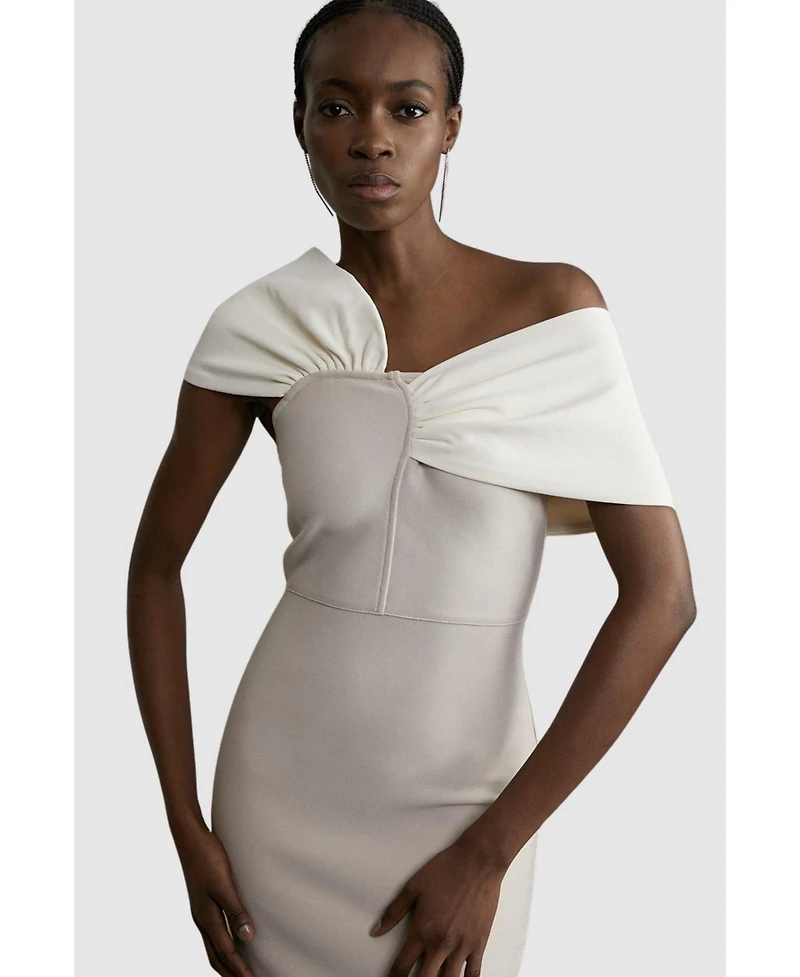 Karen Millen Women's Asymmetric Strap Knit Midi Dress