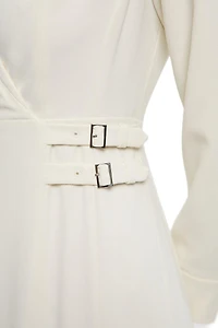 Karen Millen Women's Crepe Buckle Waist Midi Shirt Dress