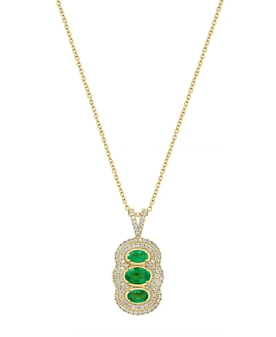 Effy Collection Emerald (7/8 ct. t.w.) & Diamond (3/8 Pendant Necklace 14k Yellow Gold