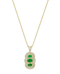 Effy Collection Emerald (7/8 ct. t.w.) & Diamond (3/8 Pendant Necklace 14k Yellow Gold