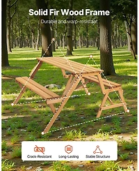 Gouun 2 in 1 Wooden Picnic Table and Bench with Umbrella Hole