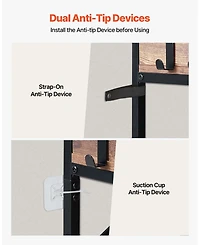 Gouun 5 Tier Corner Bookshelf with Hooks and Metal Frame