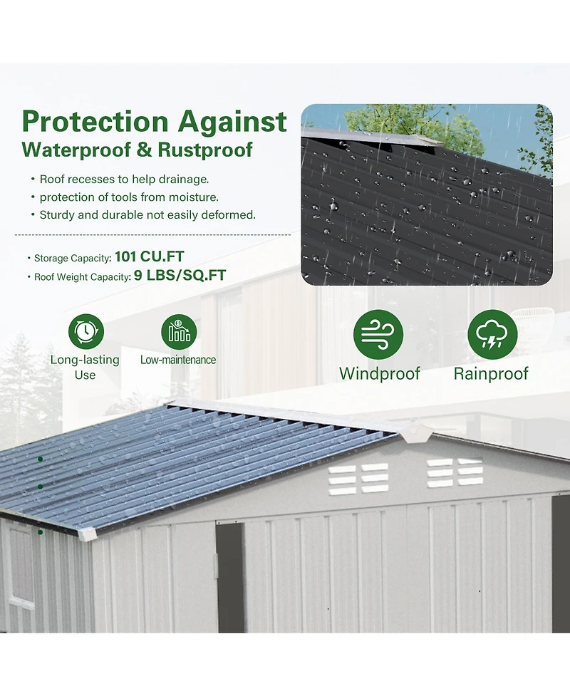 Mondawe 6 x 3.6 Ft Outdoor Metal Storage Shed with Window, Lockable Door, Compact Garden Tool Shed