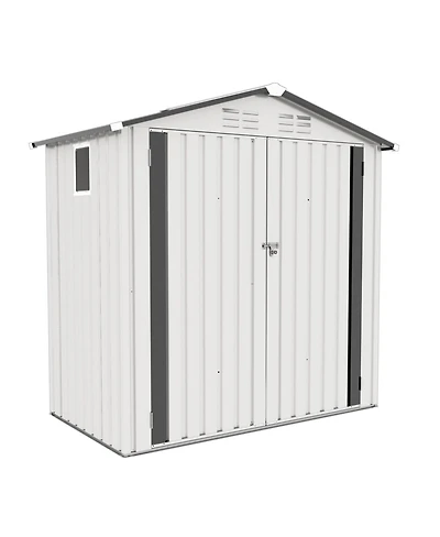 Mondawe 6 x 3.6 Ft Outdoor Metal Storage Shed with Window, Lockable Door, Compact Garden Tool Shed