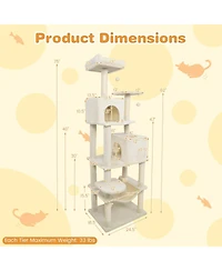 Cozito Cat Tree 58 in Modern with Upholstered Perch and 2 Condos