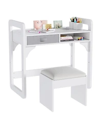 gaomon Desk and Chair Set- Wooden Writing Table with Storage Drawers and Pen Holder- Study Desk for Kids