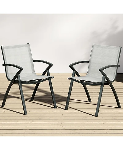 gaomon Modern Aluminum Outdoor Dining Chair- Quick-Dry Textilene- Ergonomic for Patio Poolside Restaurant