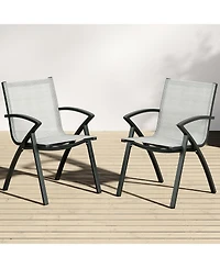 gaomon Modern Aluminum Outdoor Dining Chair- Quick-Dry Textilene- Ergonomic for Patio Poolside Restaurant