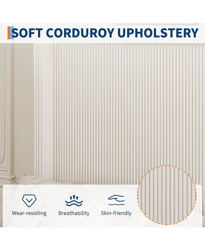 Homfan Upholstered Platform Bed Frame with Storage Drawers