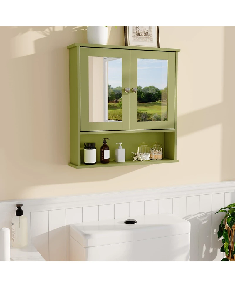 Homfan Space-Saving Wall Mounted Bathroom Medicine Cabinet - Adjustable Shelf, Over Toilet Storage, Organizer, Easy Install, Durable