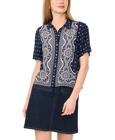 Vince Camuto Women's Collared Neck Short-Sleeve Blouse