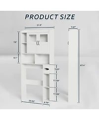 Homfan Over Toilet Storage Cabinet with Glass Doors and Adjustable Shelves, 67.4 in Tall Bathroom Organizer for Bath or Laundry
