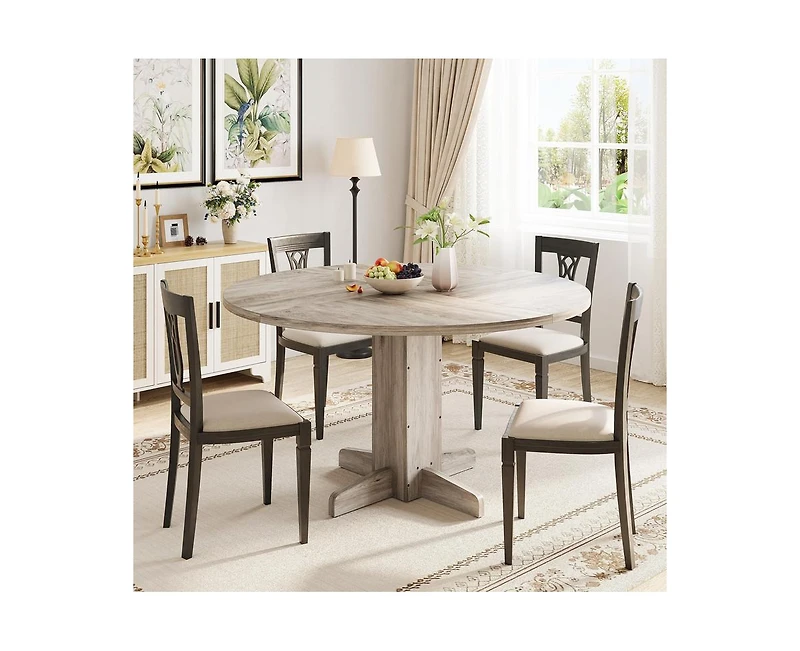 gaomon 4-Person Small Round Farmhouse Dining Table with Pedestal