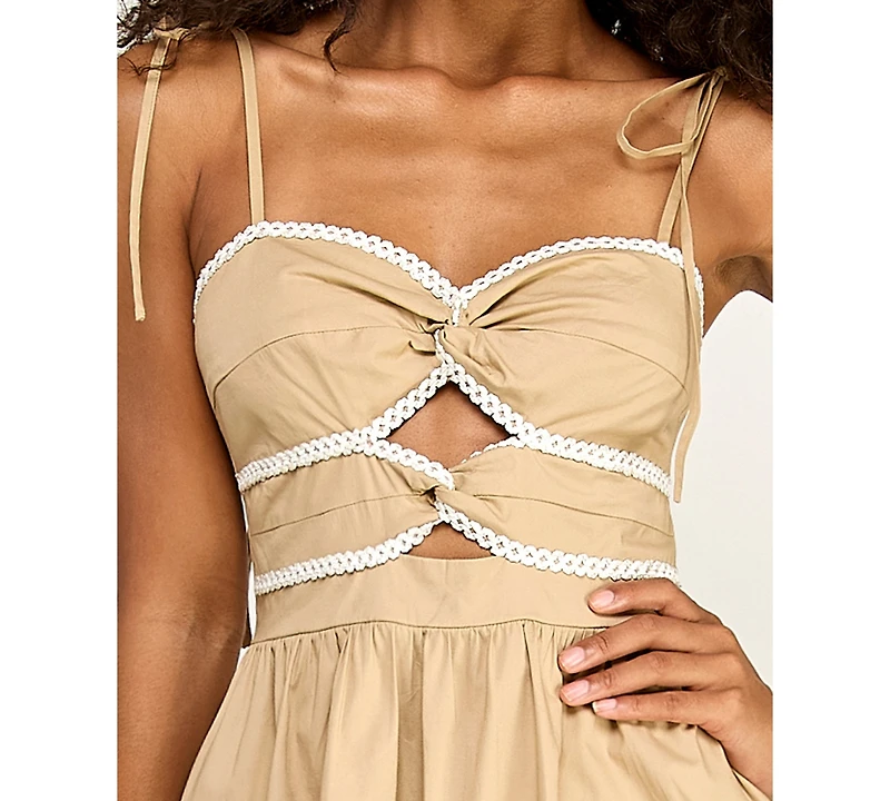 Seni & Cade Juniors' Tie Shoulder Twisted Front Midi Dress