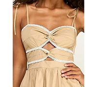 Seni & Cade Juniors' Tie Shoulder Twisted Front Midi Dress