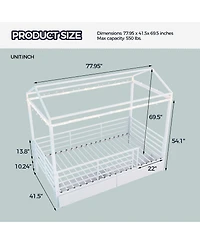 Streamdale Furniture Kids House Floor Bed Frame with Roof