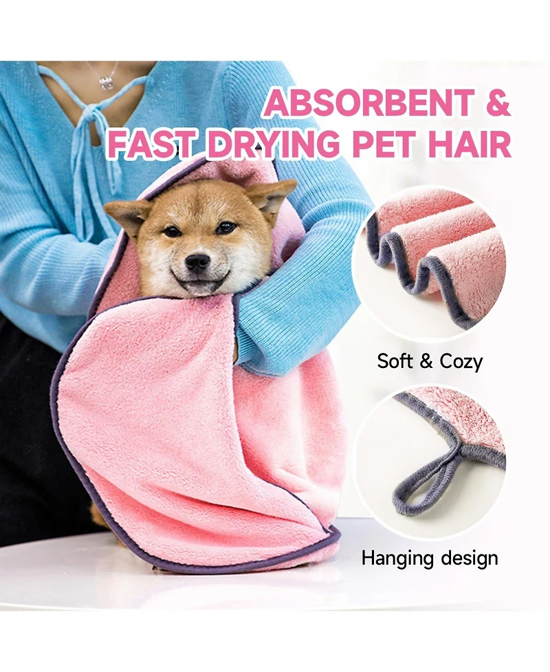 Aronkl 2 Piece Pet Bathing Kit with Washing Gloves and Quick Drying Towel