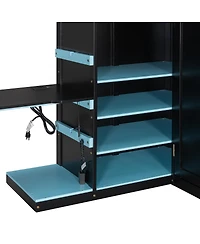 Streamdale Furniture Wood Loft Bed w/Desk, Storage, Usb, Rgb Light