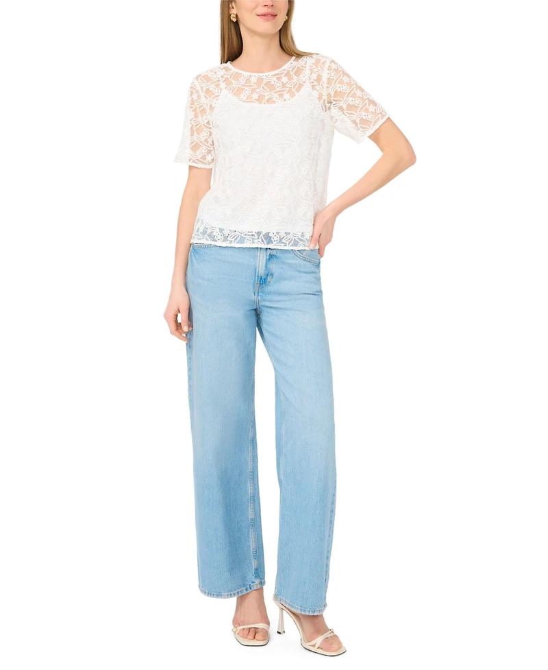 Vince Camuto Women's Short-Sleeve Crewneck Blouse